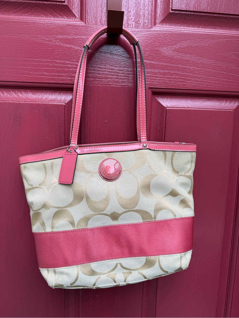 Coach Signature stripe tote bag